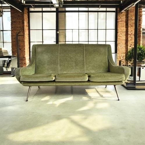 Vintage mosgroene zetel / bank / couch, Huis en Inrichting, Zetels | Zetels, Ophalen of Verzenden