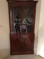 Mahonie hoekvitrine, Ophalen, Zo goed als nieuw, Glas, Anglais