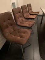 Eetkamerstoelen, Maison & Meubles, Chaises, Tissus, Comme neuf, Brun, Enlèvement