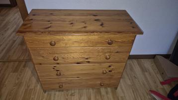 Commode 4 tiroirs en Pin, 3 ou 4 tiroirs, 25 à 50 cm, Moins de 100 cm, Comme neuf
