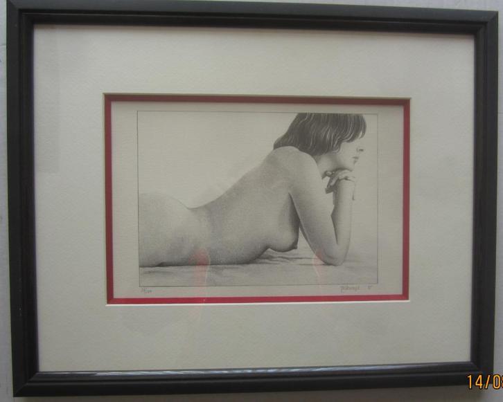 "Liggend naakt" - R. Wittevrongel, Antiek en Kunst, Kunst | Litho's en Zeefdrukken, Ophalen
