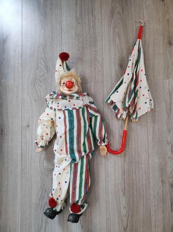 Grote porseleinen clown van 70 cm met paraplu