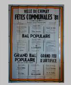 AFFICHE ancienne CHIMAY " FETES COMMUNALES " Originale ., Comme neuf, Enlèvement, Affiche ou Poster pour porte ou plus grand, Rectangulaire vertical