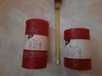 2 mooie rustieken cylinderkaarsen verschillende hoogtes rood, Ophalen of Verzenden, Nieuw, Rood, Kaars