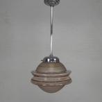 Art Deco hanglamp met ufo-vormige glazen bol, jaren 30, Antiquités & Art, Antiquités | Éclairage, Enlèvement ou Envoi