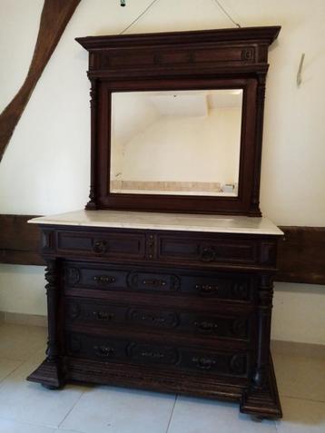 Commode Lavabo avec marbre et miroir beschikbaar voor biedingen