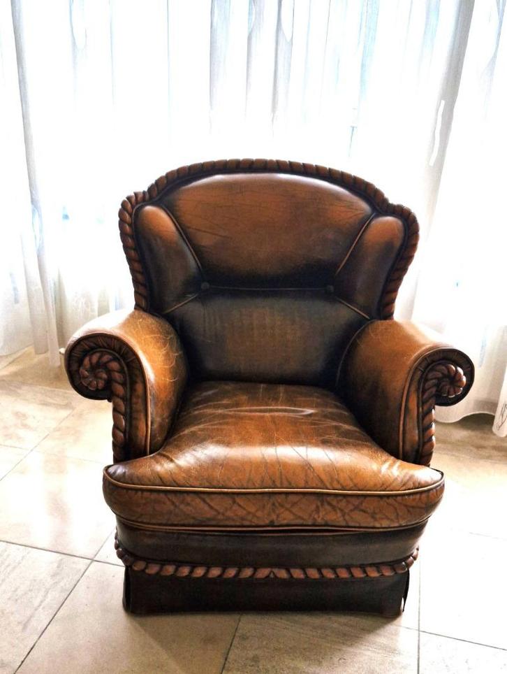 Capelli Fauteuil of zetel., Huis en Inrichting, Fauteuils, Gebruikt, Hout, Leer, 75 tot 100 cm, 75 tot 100 cm, Ophalen