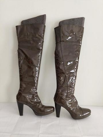 140C* Bruphils - hautes bottes cuir verni olive (36), Autres couleurs, Bruphils, Porté, Bottes hautes