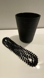 Halsketting met blinkende zwarte kralen, Bijoux, Sacs & Beauté, Colliers, Enlèvement ou Envoi, Neuf, Noir, Synthétique