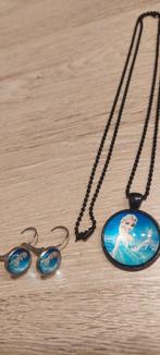 sieraden: hanger en steekoorbellen Elsa + glitterzakje, Pendentif, Bleu, Enlèvement, Neuf