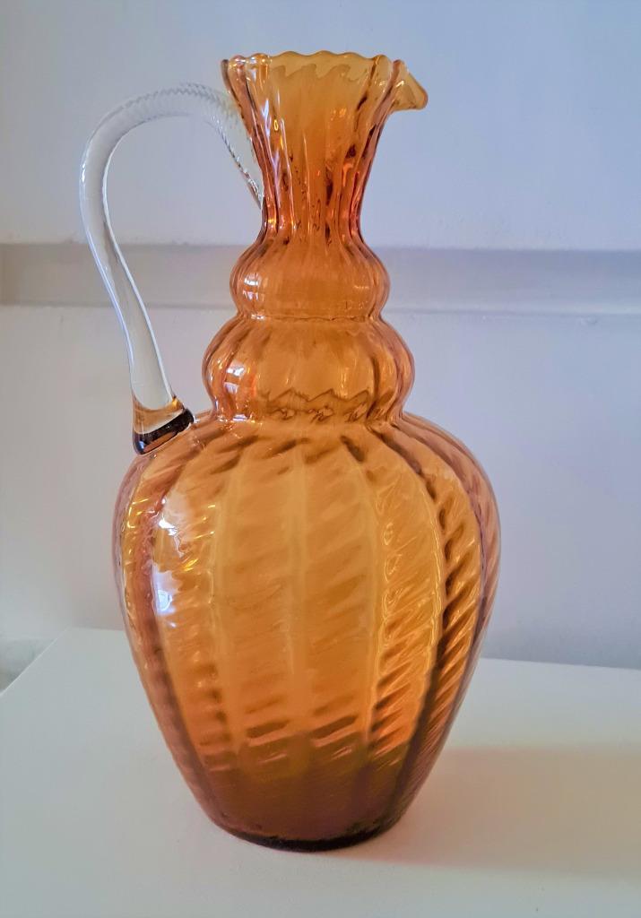 Murano Lavorato a mano vintage amber karaf, Antiek en Kunst, Antiek | Glaswerk en Kristal, Ophalen of Verzenden