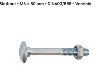 Slotbout - M6 x 50 mm - DIN603/555 - Verzinkt beschikbaar voor biedingen