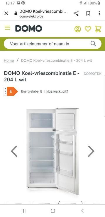 Koel-vries combinatie 204 liter Nieuwe nooit gebruikt Domo  beschikbaar voor biedingen