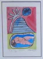 CORNEILLE / BAIGNEUSE / KLEURLITHO / 59x50cm / KADER / SIG, Ophalen of Verzenden