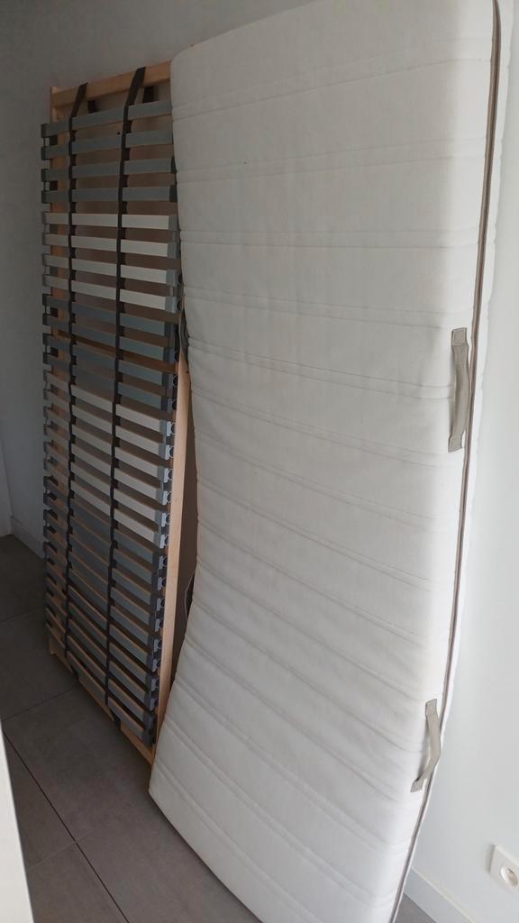 Lattenbodem + Matras Ikea 80cm op 200cm, Huis en Inrichting, Slaapkamer | Matrassen en Bedbodems, Gebruikt, Matras, 80 cm, 200 cm