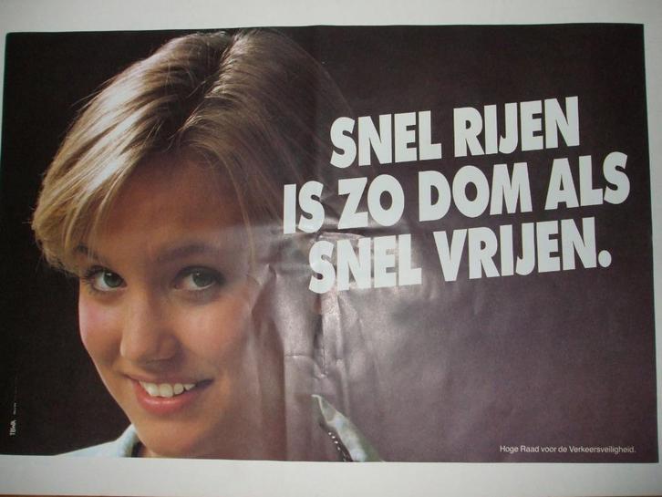 Snel rijen is zo dom als snel vrijen - affiche twee formaten, Collections, Collections Autre, Comme neuf, Enlèvement ou Envoi