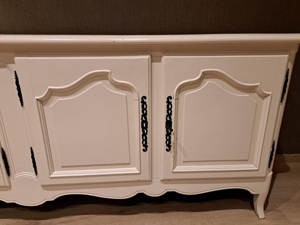 Buffet en chêne massif avec étagères et tiroirs, peint, Avec porte(s), 200 cm ou plus, Klassiek, Enlèvement