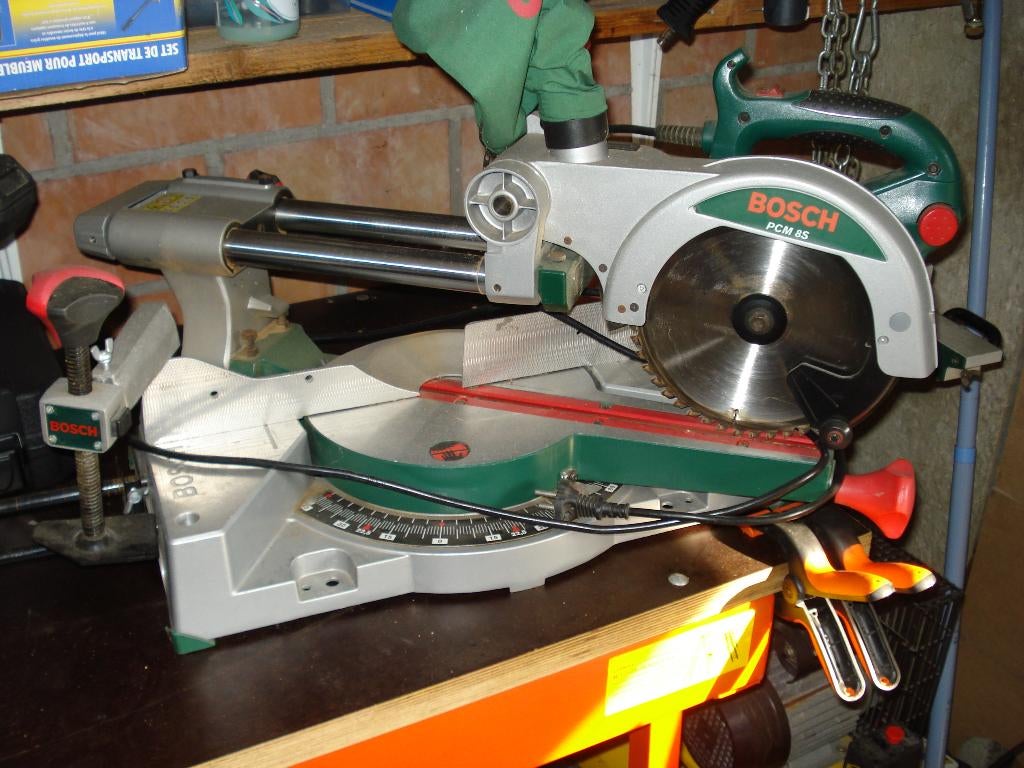 Bosch afkortzaag PCM 8 S 1200 W, Ophalen, Gebruikt, 600 tot 1200 watt, Afkortzaag