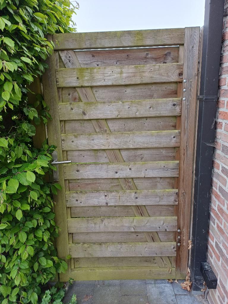 tuindeur gratis op te halen, Jardin & Terrasse, Portes de jardin, Portail battant, 100 à 150 cm, Utilisé, Bois