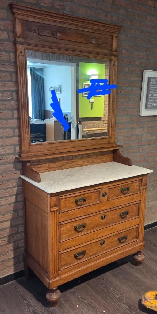 Armoire à glace avec tablette en marbre, Antiquités & Art, Antiquités | Meubles | Armoires, Enlèvement