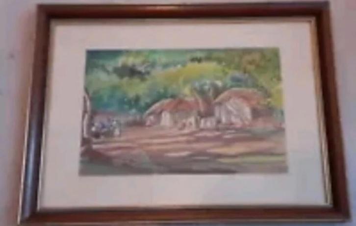 Aziatische kunst+Mukherjee+aquarel+1965+India+Bengalen, Antiek en Kunst, Kunst | Niet-Westerse kunst, Ophalen of Verzenden