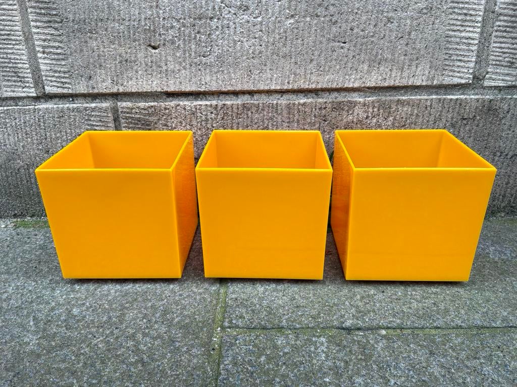 3 vintage bloempotjes, Ophalen, Niet gekend, Vierkant, Nieuw