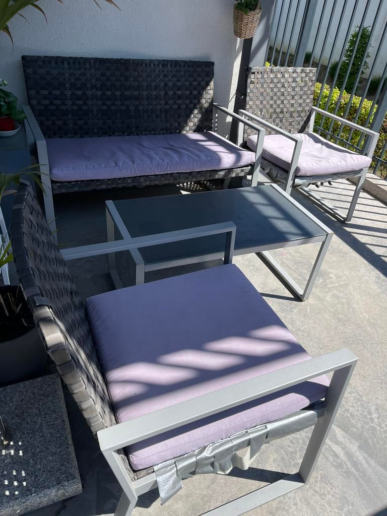 Ensemble salon de jardin:canapé 2places, 2fauteuils et table, Jardin & Terrasse, Enlèvement, Utilisé, Banque, Sets de jardin