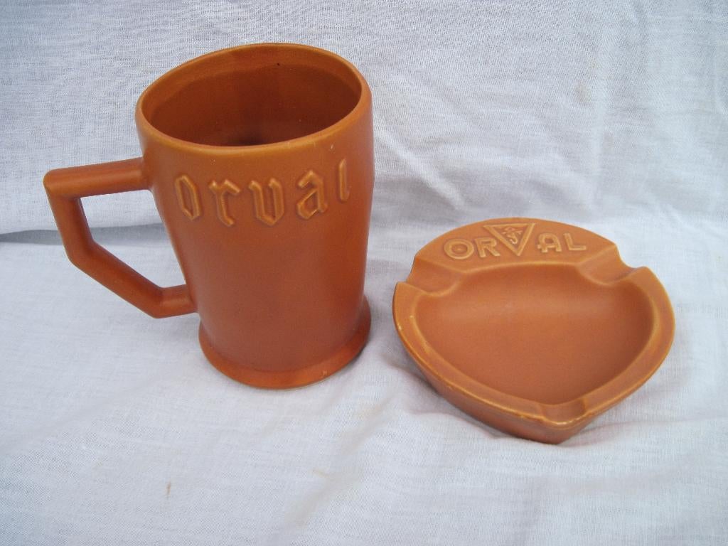 Orval asbak + beker., Ophalen of Verzenden