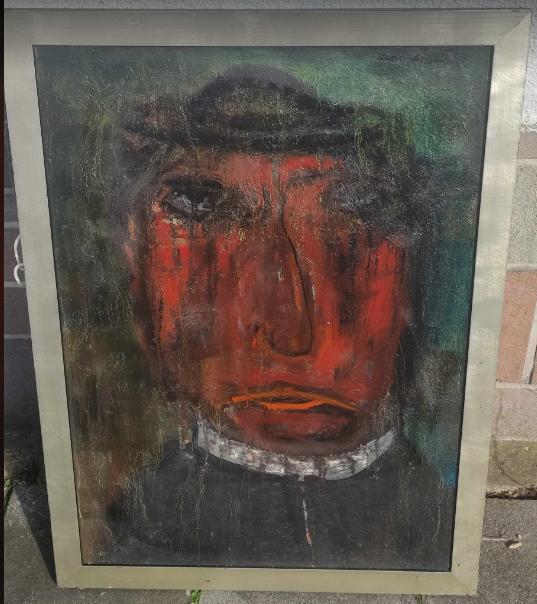 huile sur toile homme signe rene dessainte, Antiek en Kunst, Kunst | Schilderijen | Klassiek, Ophalen of Verzenden