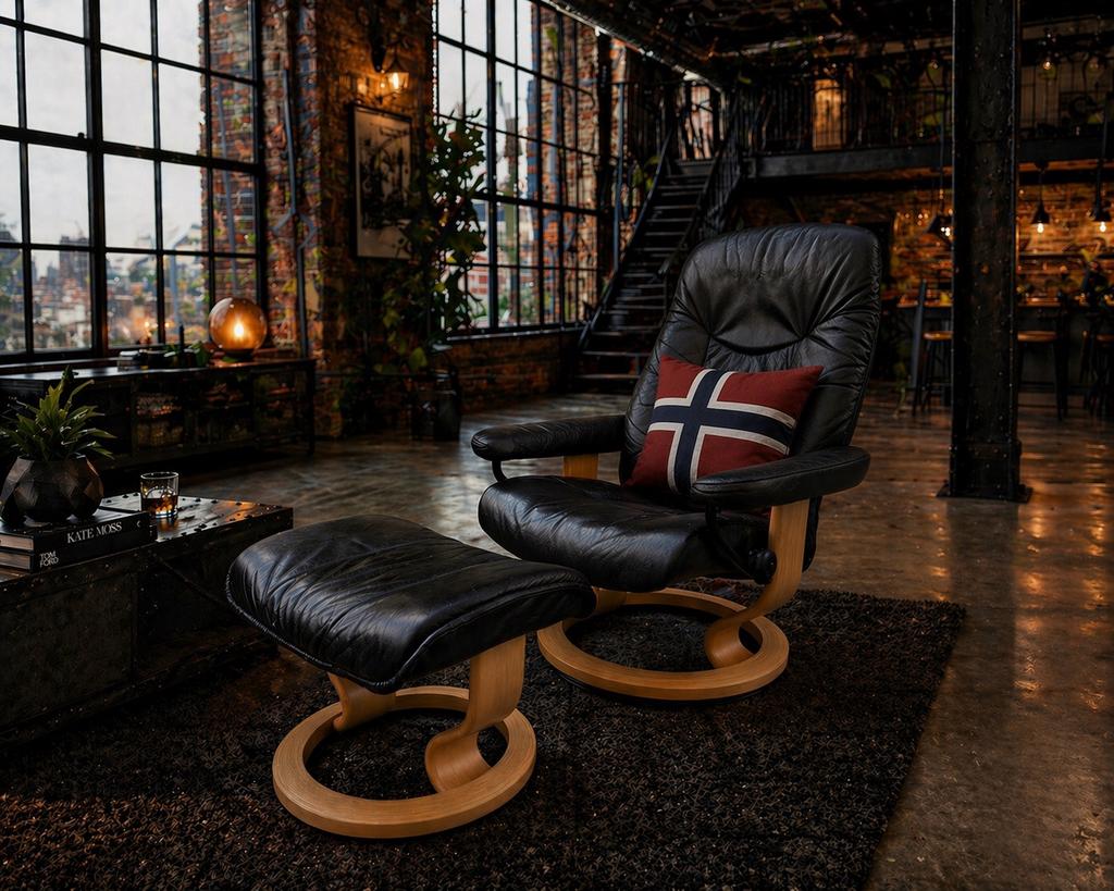 Fauteuil inclinable et tabouret Neat Stressless, Maison & Meubles, Fauteuils, Cuir, Enlèvement ou Envoi