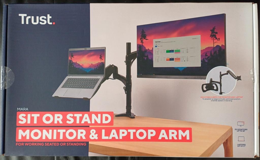 Trust monitor en laptoparm !NIEUW ONGEOPEND!, Ophalen, Draaibaar