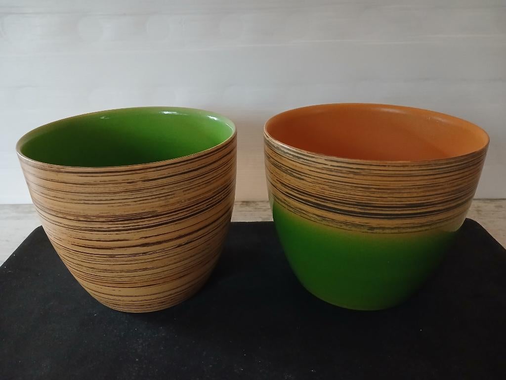 2 Bloempotten Scheurich 920-16 keramiek Ø 16,5 cm, Tuin en Terras, Ophalen of Verzenden, Binnen