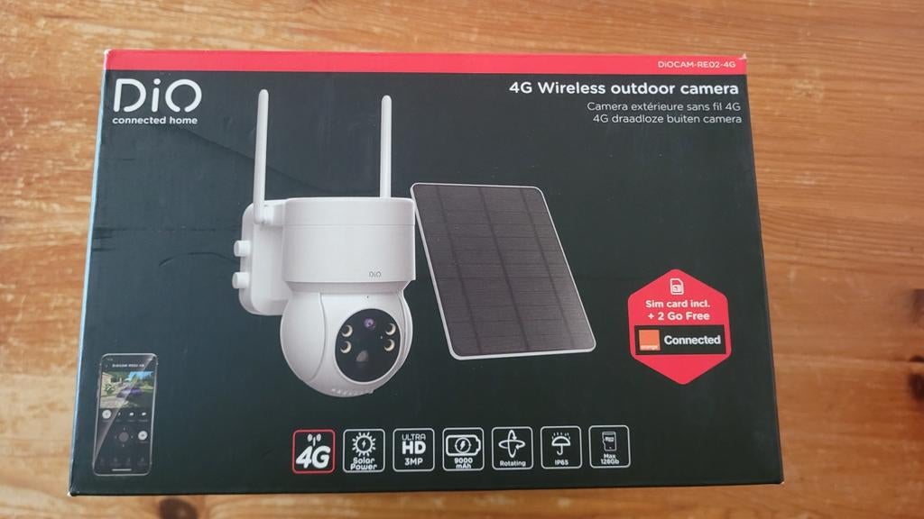 DiO Caméra rotative d’extérieur sur batterie sans fil 4G ave, Enlèvement ou Envoi, Sans fil