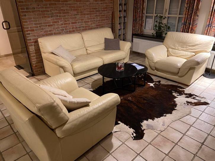 Lederen salon - gratis op te halen, Maison & Meubles, Canapés | Coins salons complets, Utilisé, Cuir, Enlèvement