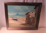Mooi Geschilderd Werk 'Oude Sloep op Strand' - Lucas, Ophalen of Verzenden