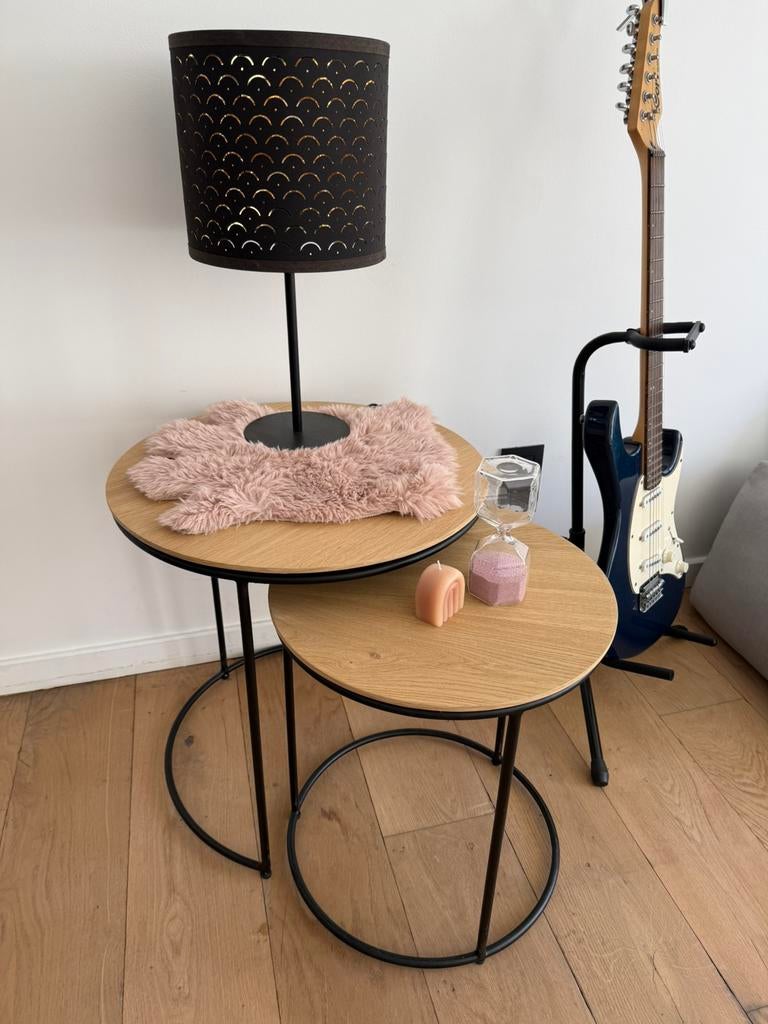 Bijzettafels Juntoo eiken blad, Ophalen, Zo goed als nieuw