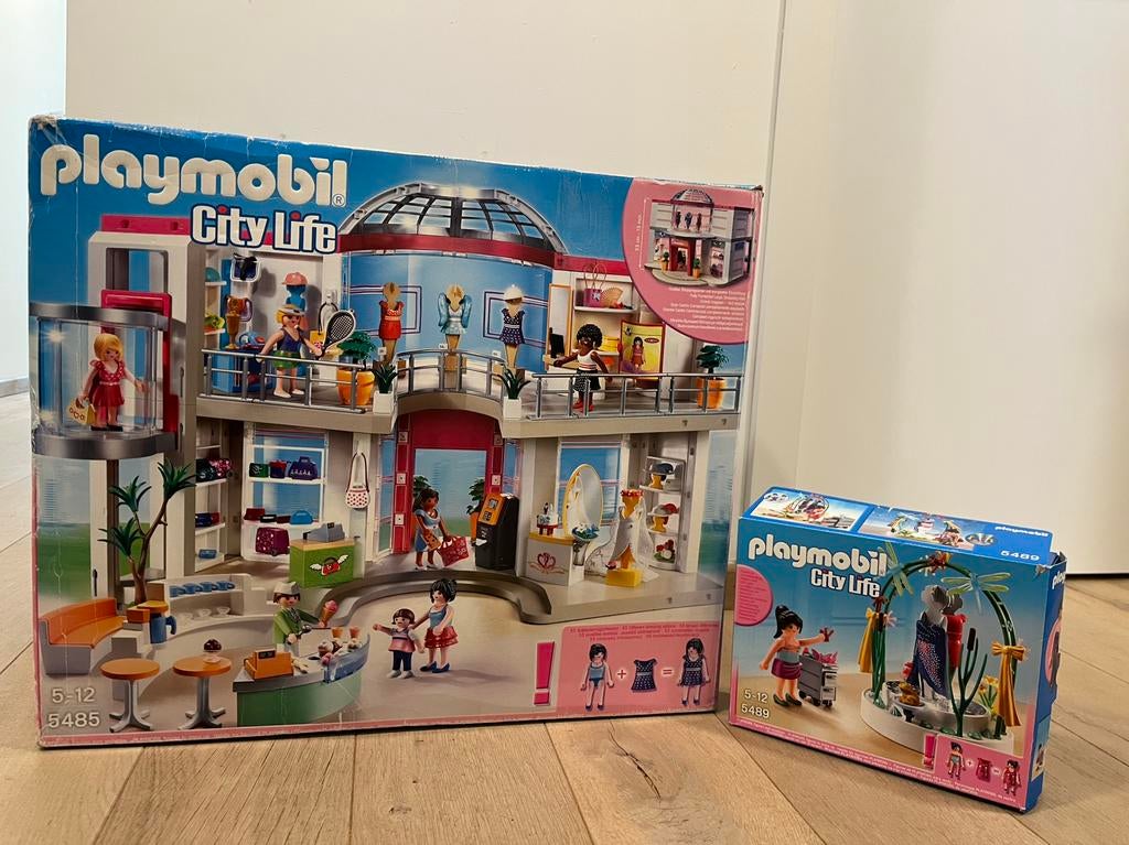 Playmobil winkelcentrum + lichtgevende etalage, Ophalen of Verzenden, Zo goed als nieuw, Complete set