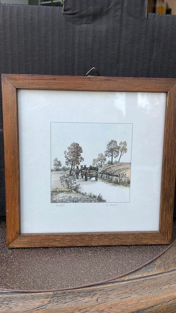 Ludwig Urack herfst uit de 4 seizoenen ingelijste prent, Enlèvement