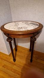 Te koop Antiek eiken bijzettafeltje met marmeren inlegblad, Antiek en Kunst, Ophalen