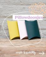 Doopsuikerdoosje: pillowdoosjes in verschillende kleuren, Ophalen of Verzenden, Nieuw, Geboortebord