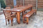 Teak tuinmeubelset, Tuin en Terras, Ophalen, Gebruikt, Bank, Meer dan 8 zitplaatsen
