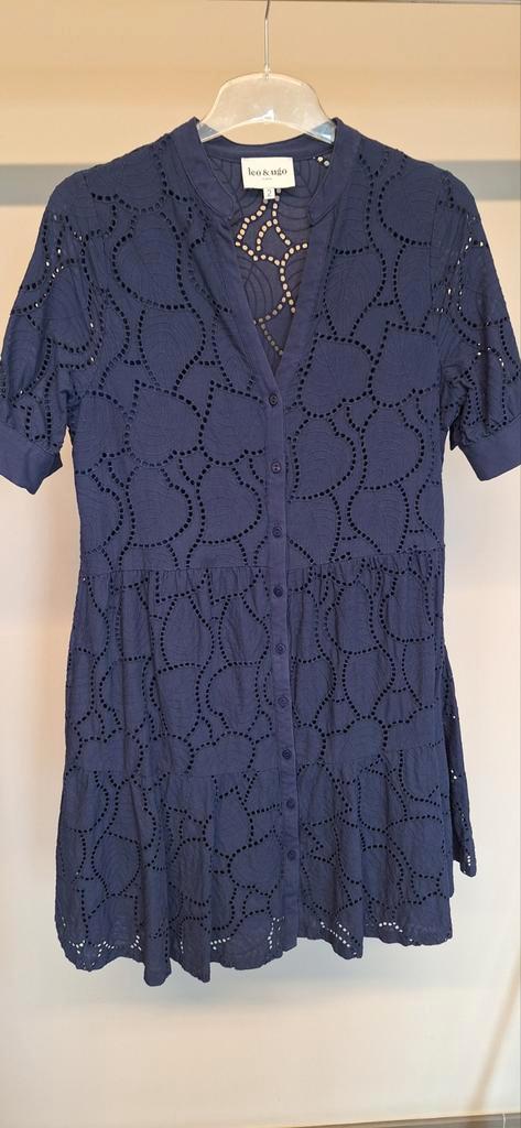 Blauw, broderie kleed. Maat 2., Kleding | Dames, Blouses en Tunieken, Gedragen, Maat 38/40 (M), Blauw, Ophalen of Verzenden