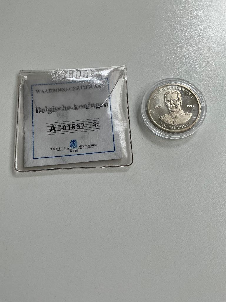 Herdenkingsmunt Boudewijn 1930_ 1997 zilver, Ophalen, Zilver