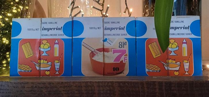 6X Vintage Imperial vanillesuiker - Belgische frank, Verzamelen, Suikerzakjes, Ophalen of Verzenden