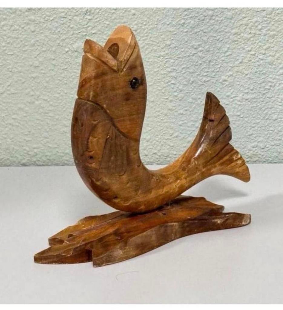 Statue rustique vintage en bois sculpté à la main de poisson, Antiquités & Art, Art | Sculptures & Bois, Bois, Enlèvement ou Envoi