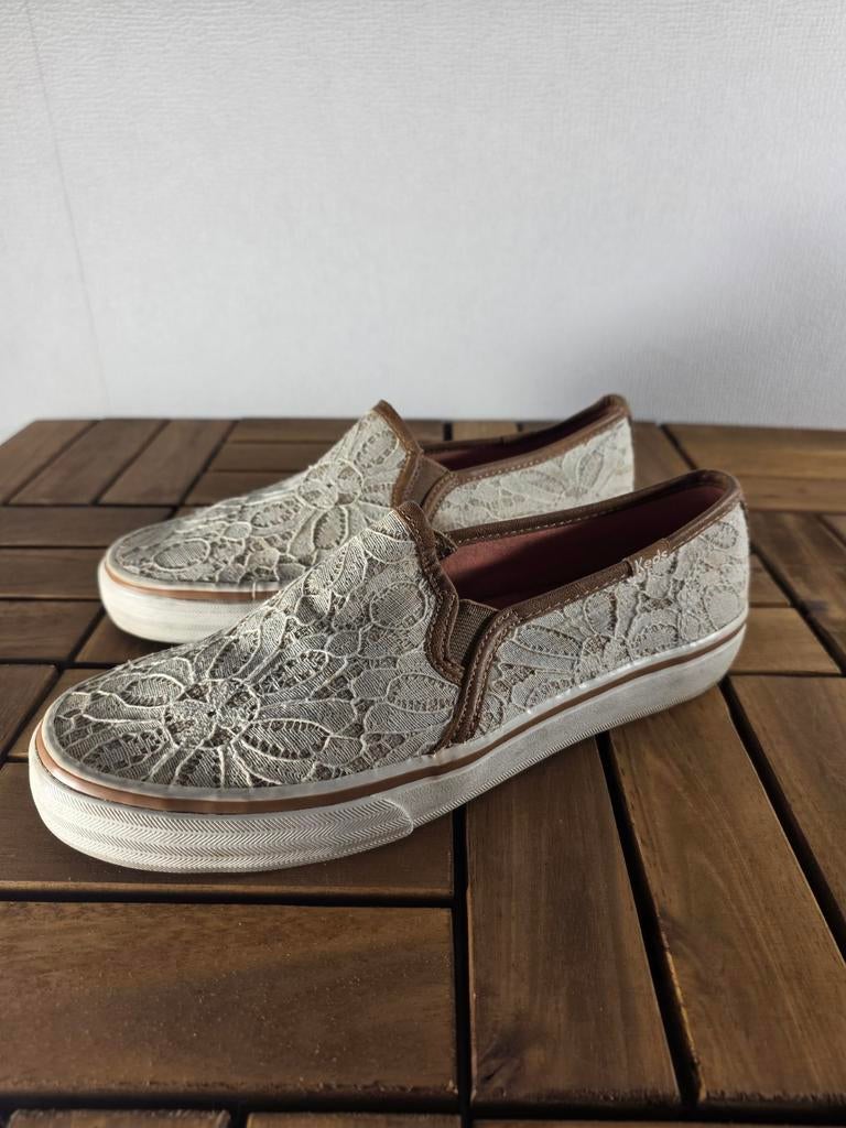 Espadrilles à enfiler Keds Lace • Dentelle blanche avec déta, Enlèvement ou Envoi, Brun, Sneakers et Baskets