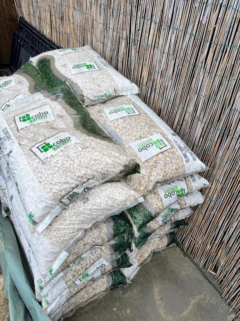 Dolomiet Marble 5/11mm –Cobo Garden– 25 zakken van 25 kg, Tuin en Terras, Grind, Keien en Split, Ophalen, Dolomiet, Beige, Nieuw