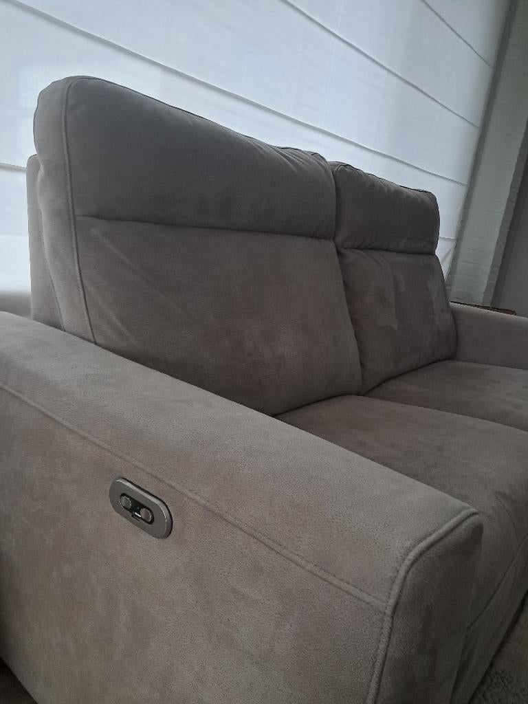 Bank elektrisch verstelbaar 3-zits - zilvergrijs, Ophalen, Gebruikt, 150 tot 200 cm, Driepersoons