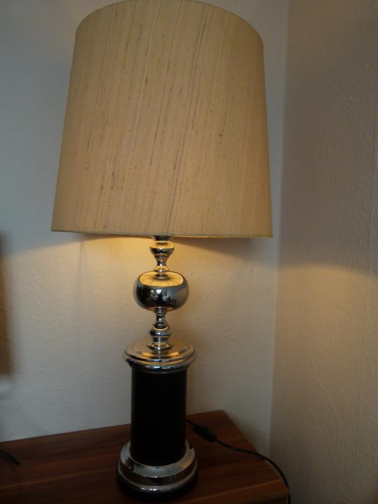 vintage space age tafellamp xl chrome leder, Collections, Enlèvement, Maison et Meubles