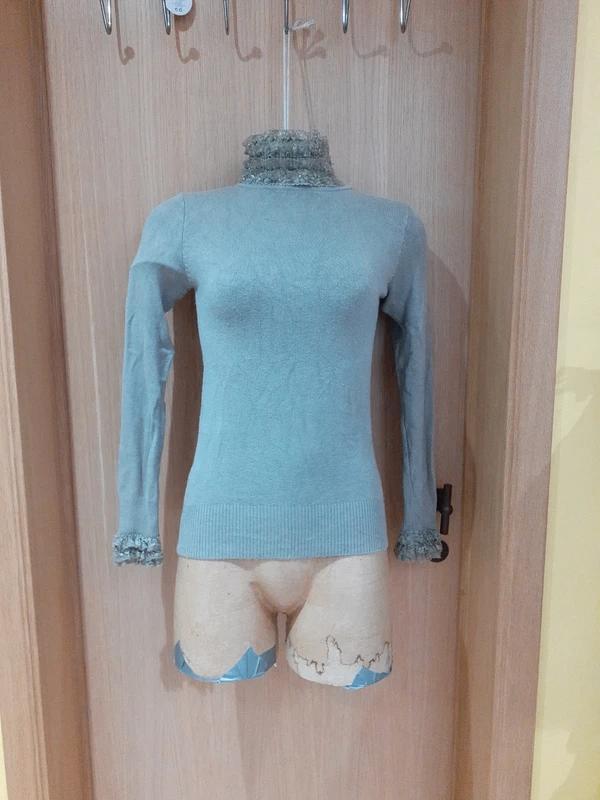 Grijsgroen onderhemd van wol en zijde S/M, Kleding | Dames, Truien en Vesten, Gedragen, Maat 36 (S), Grijs, Ophalen of Verzenden